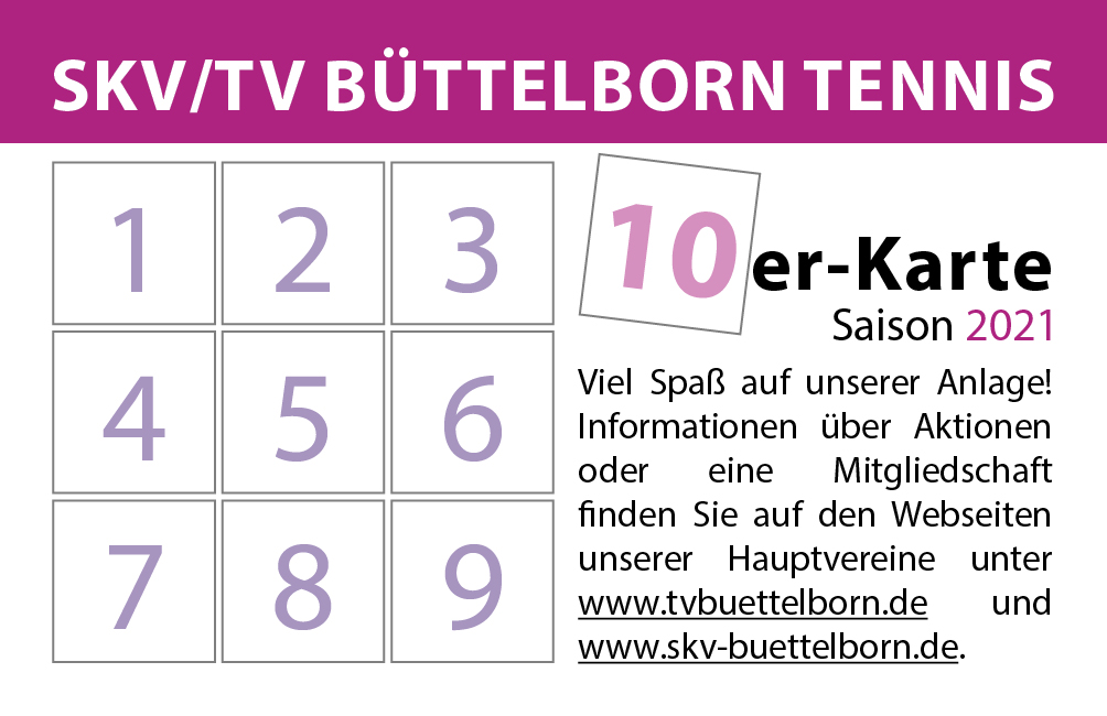 10-erKarte SKV/TV Büttelborn Tennisabteilung