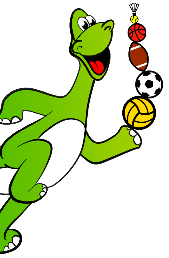 Ballschule Heildelberg Dino mit Bällen